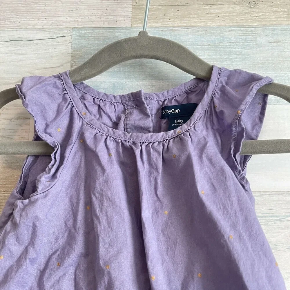 Baby GAP Gold Foil Polka Dot Swing Dress Purple Baby Girl 3-6 Months 3-6M